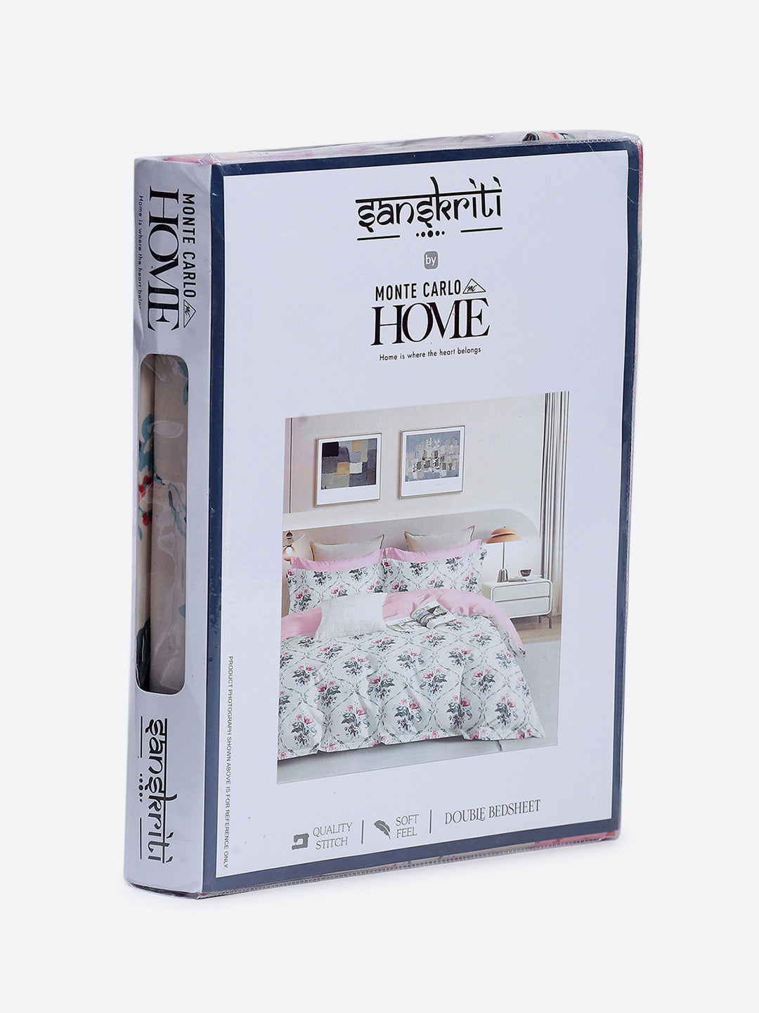 Printed Double Bed 130 GSM 4 Pc Bedding Set (1 Bedsheet, 1 AC Comforter & 2 Pillow Cover)