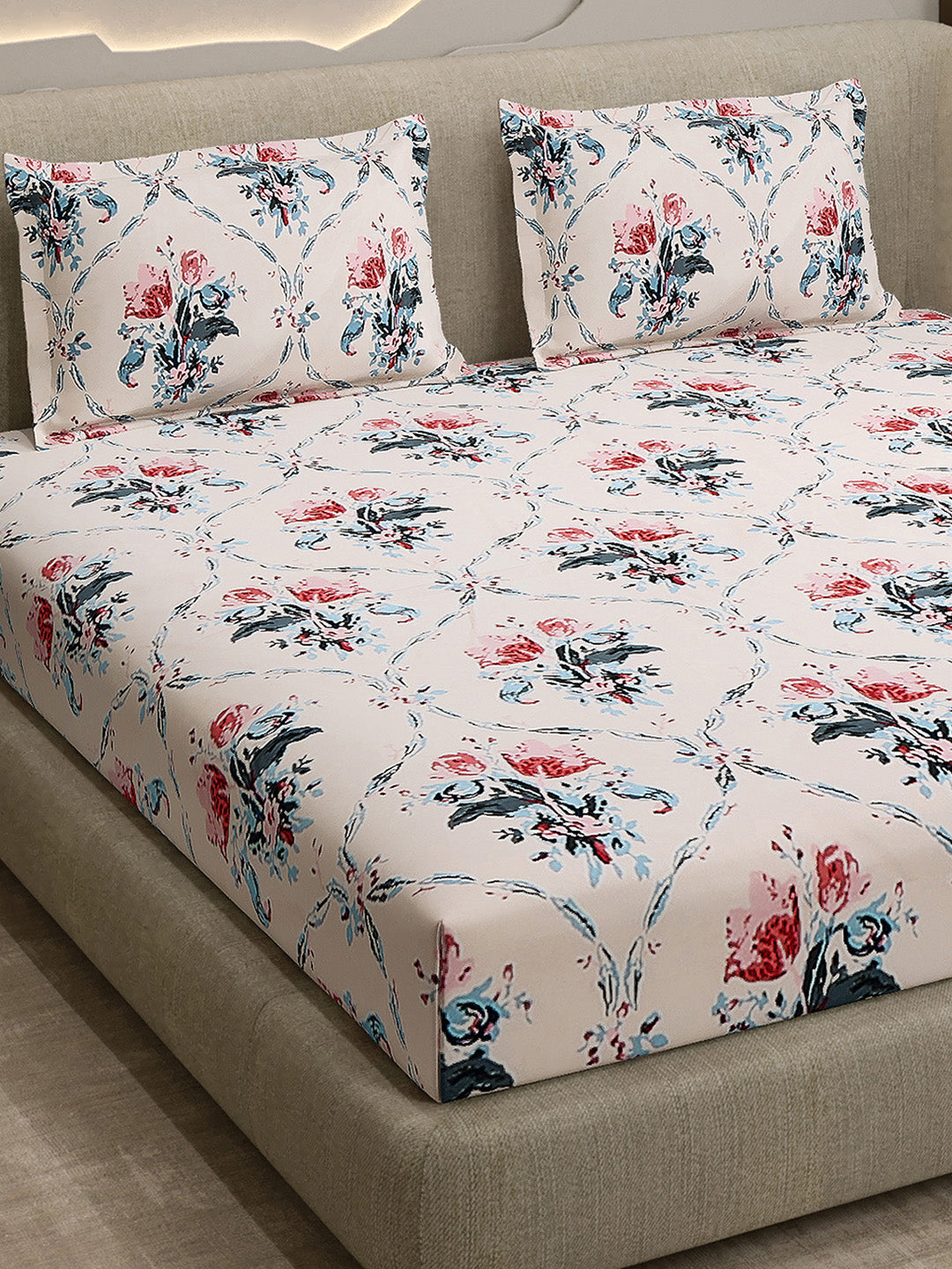 Printed Double Bed 130 GSM 4 Pc Bedding Set (1 Bedsheet, 1 AC Comforter & 2 Pillow Cover)