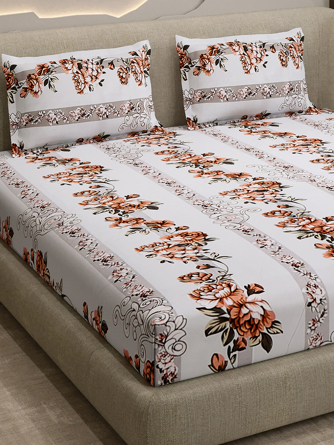 Printed Double Bed 130 GSM 4 Pc Bedding Set (1 Bedsheet, 1 AC Comforter & 2 Pillow Cover)