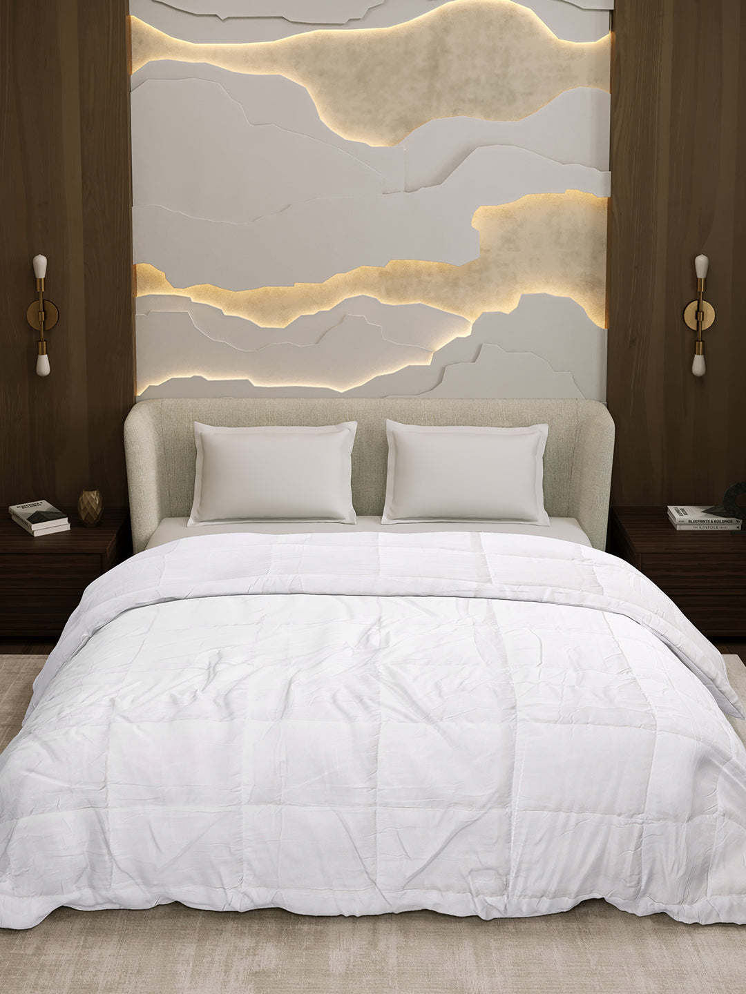 Solid Double Bed 233 GSM Comforter for AC Room (Soybean)