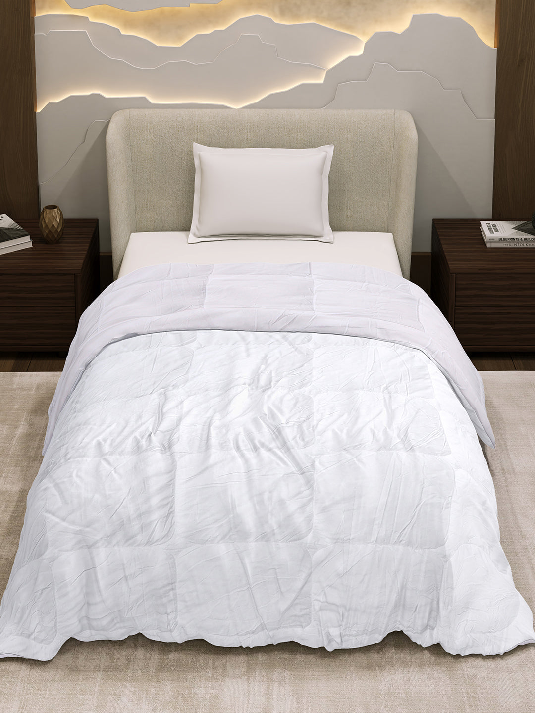 Solid Single Bed 233 GSM Comforter for AC Room (Soybean)