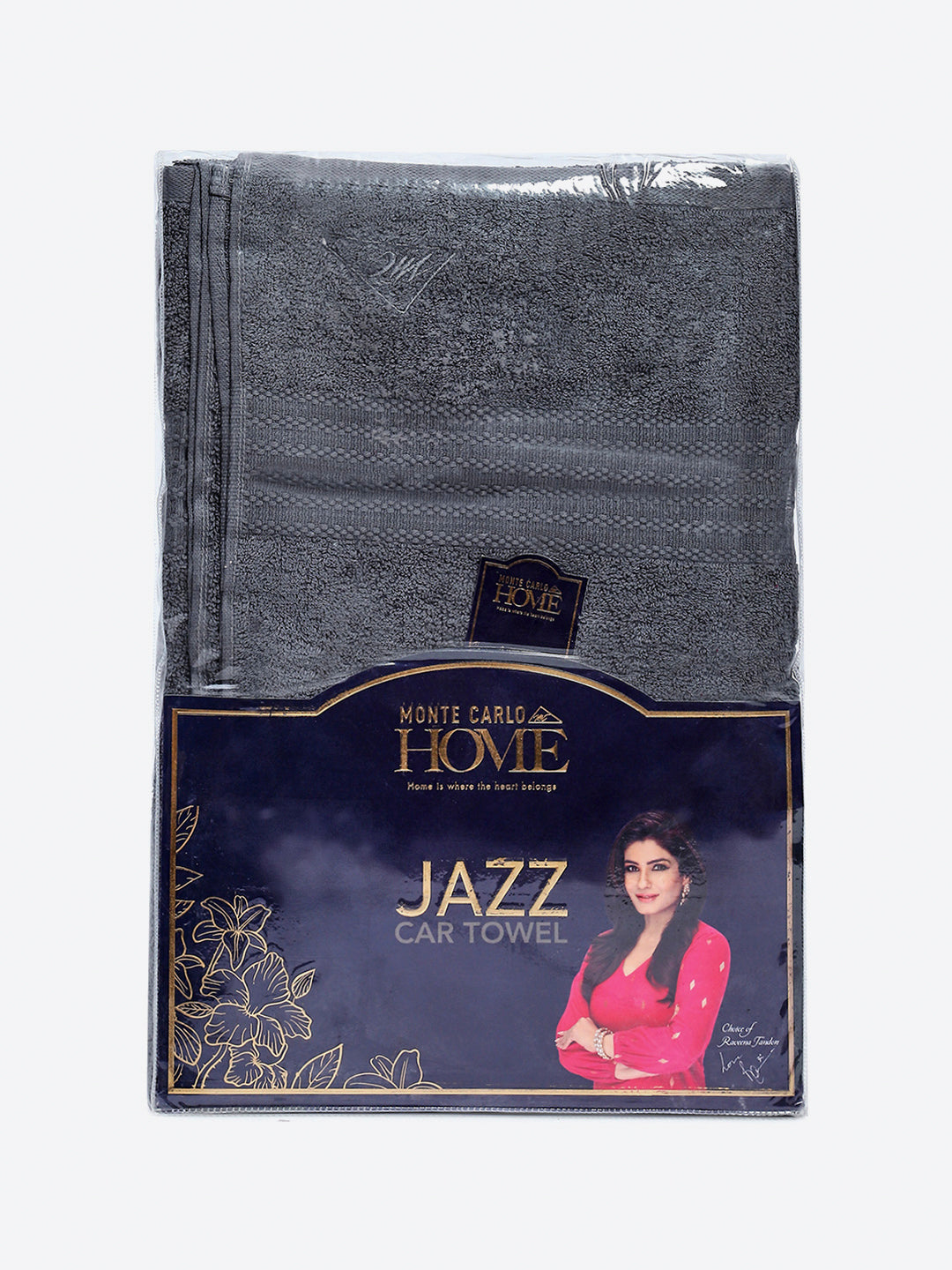 Grey Cotton Solid 400 GSM Car Towel (Jazz)