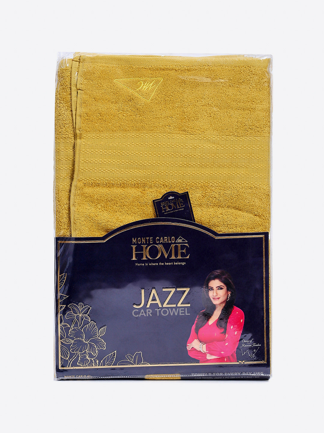 Yellow Cotton Solid 400 GSM Car Towel (Jazz)