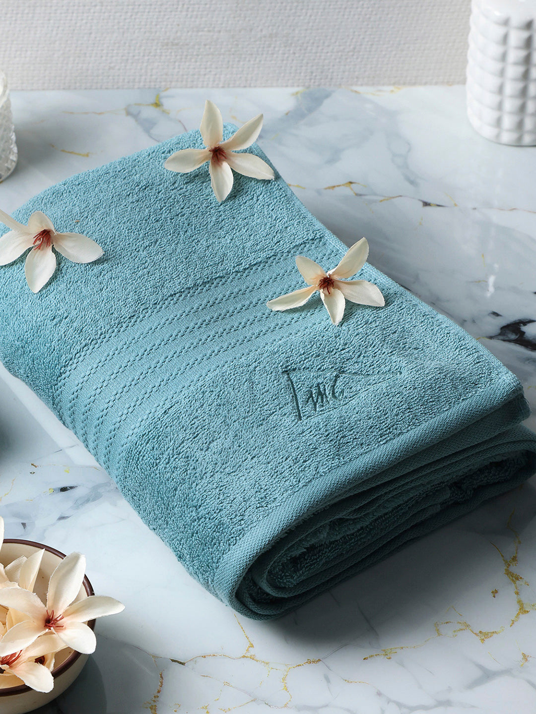 Sky Blue Cotton Solid 400 GSM Car Towel (Jazz)