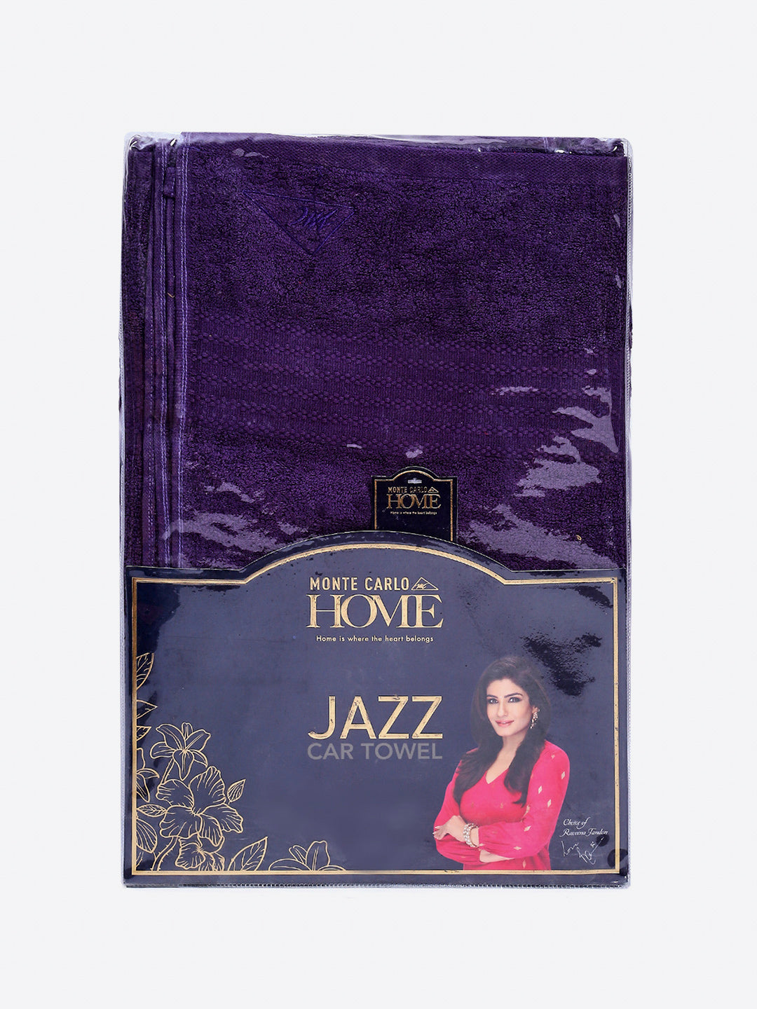 Purple Cotton Solid 400 GSM Car Towel (Jazz)