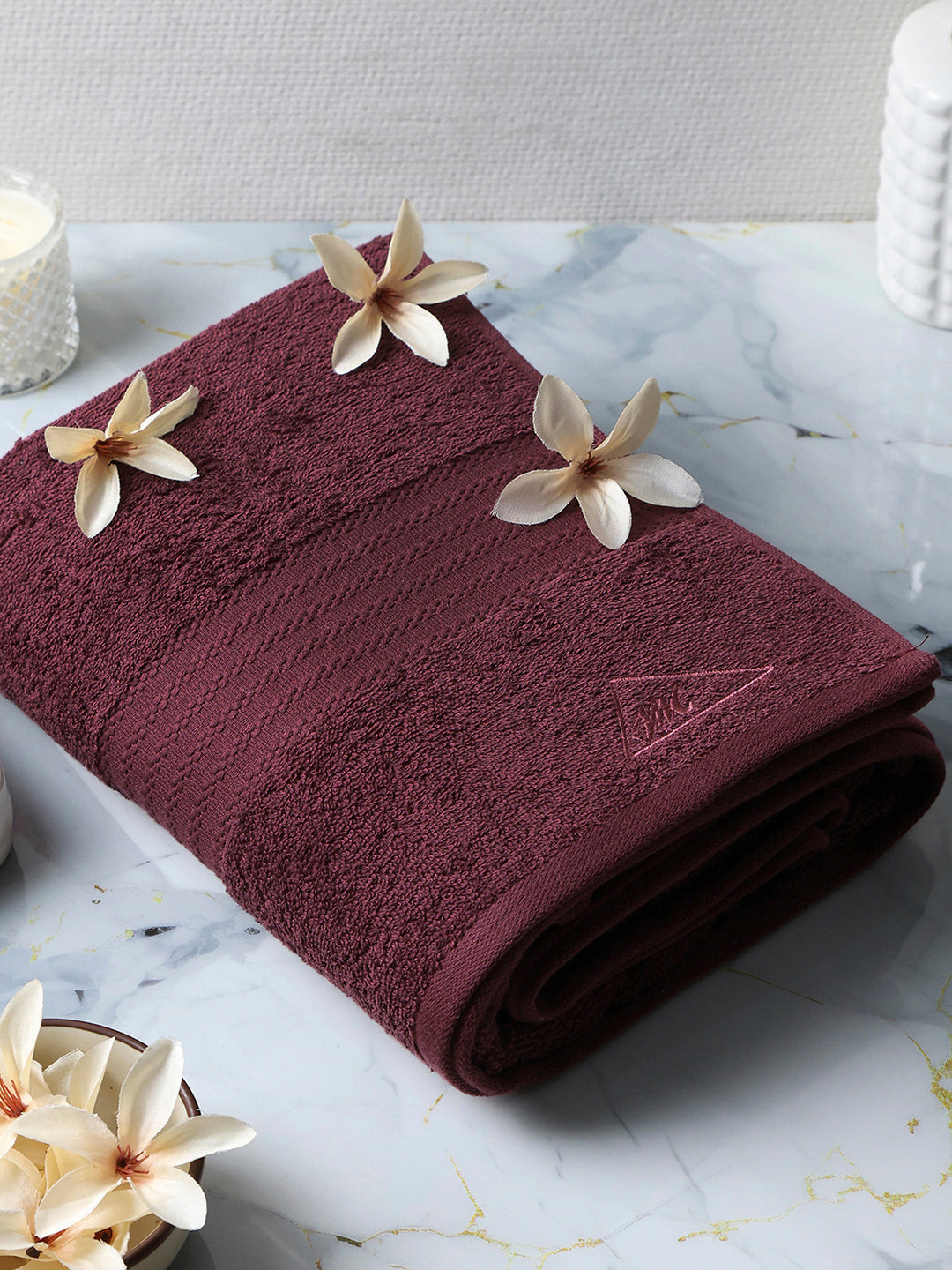 Maroon Cotton Solid 400 GSM Car Towel (Jazz)