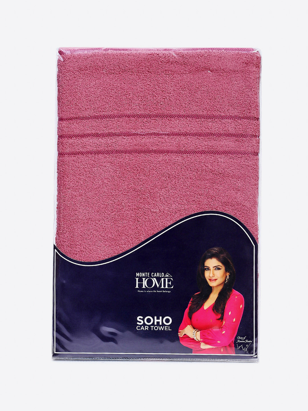Pink Cotton Solid 350 GSM Car Towel (Soho)
