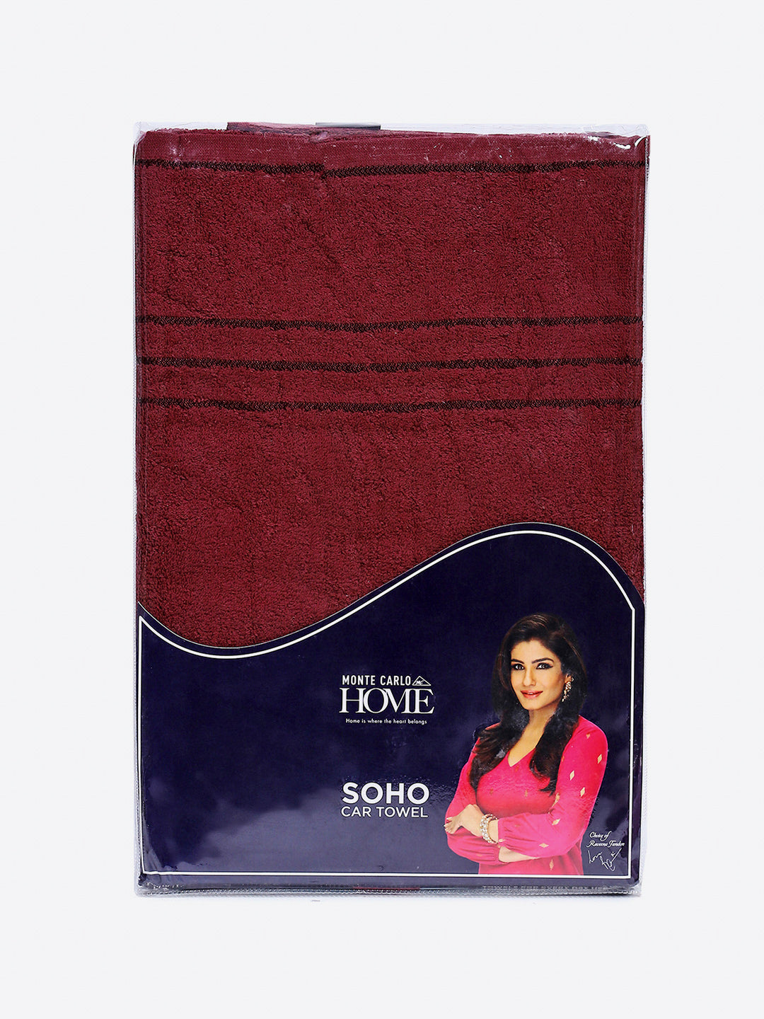 Maroon Cotton Solid 350 GSM Car Towel (Soho)
