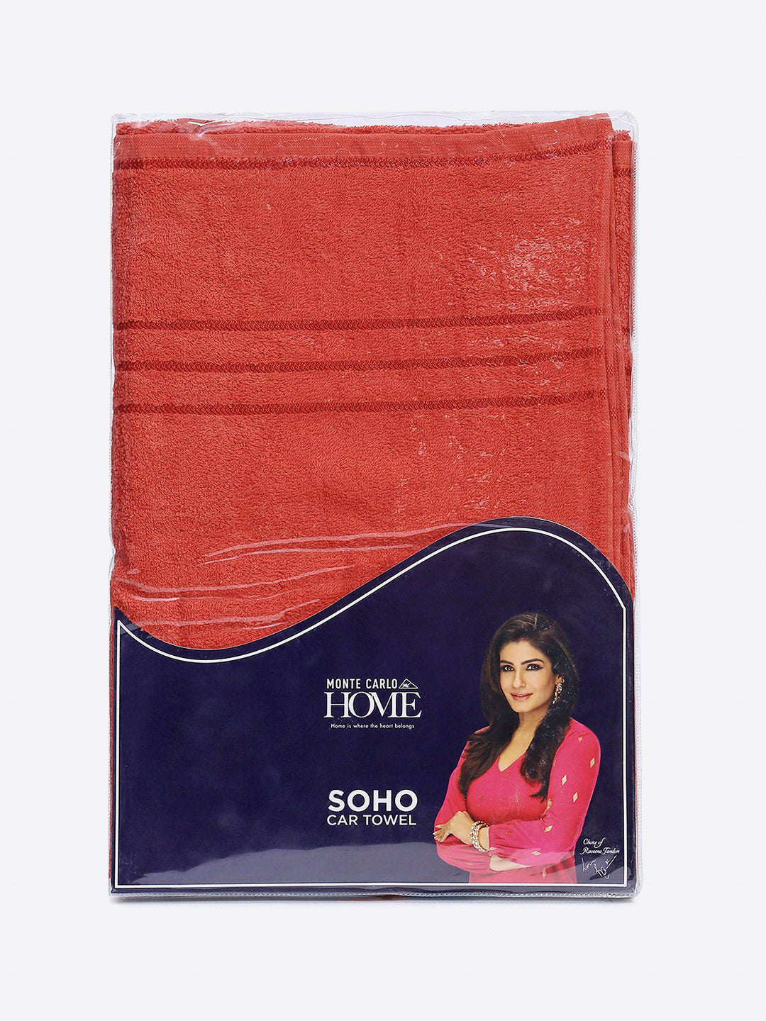 Red Cotton Solid 350 GSM Car Towel (Soho)