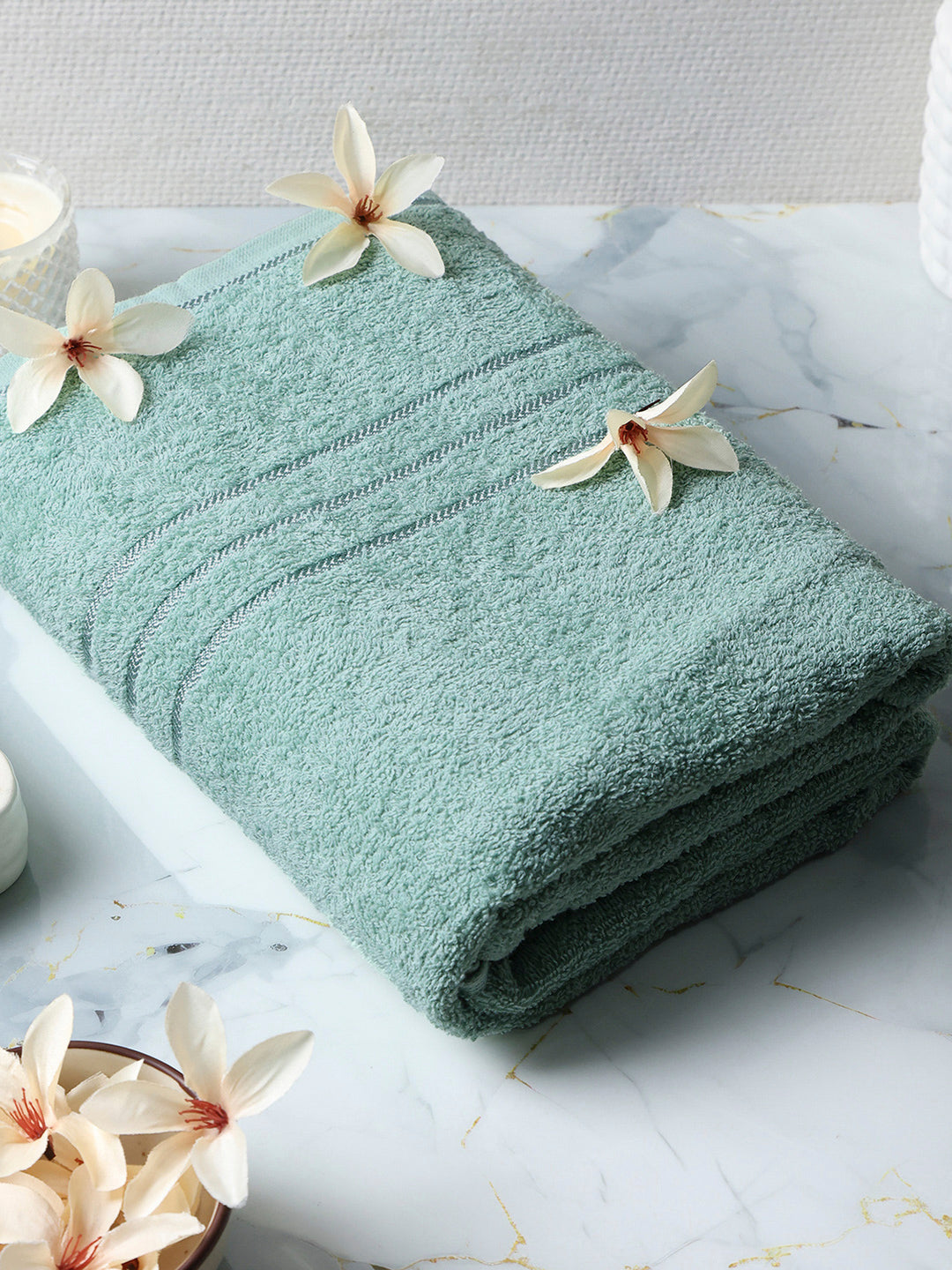 Sea Green Cotton Solid 350 GSM Car Towel (Soho)