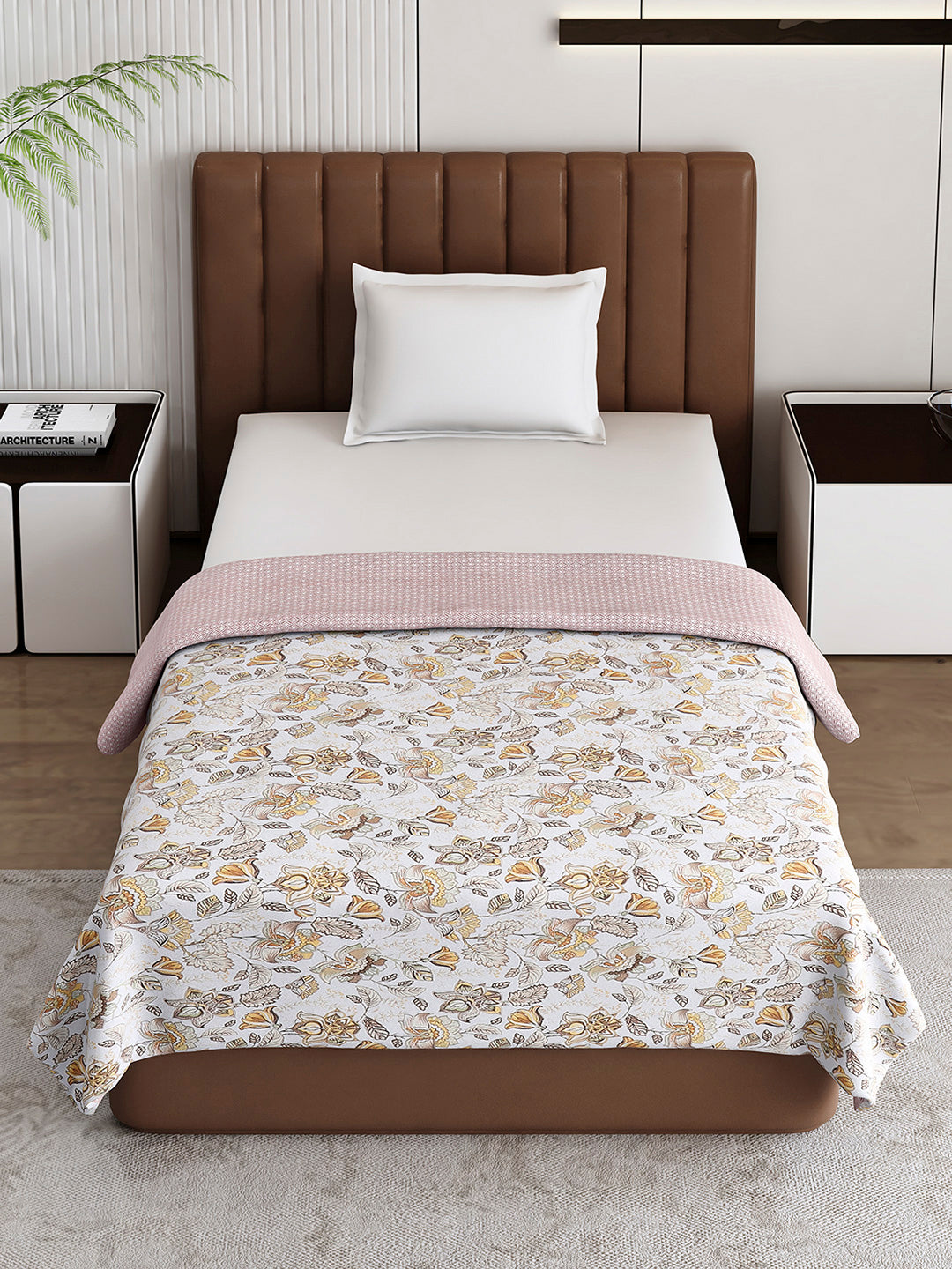 Floral Print Single Bed 150 GSM Dohar for Mild Winter - (Daisy)