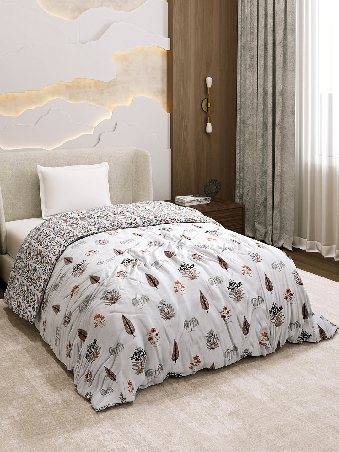 Printed Single Bed 1 Ply Dohar for Mild Winter - (Daisy)