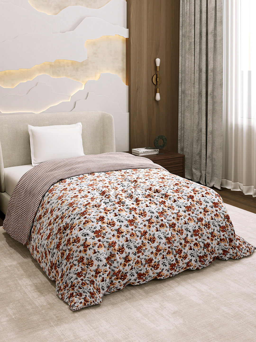 Printed Single Bed 1 Ply Dohar for Mild Winter - (Daisy)