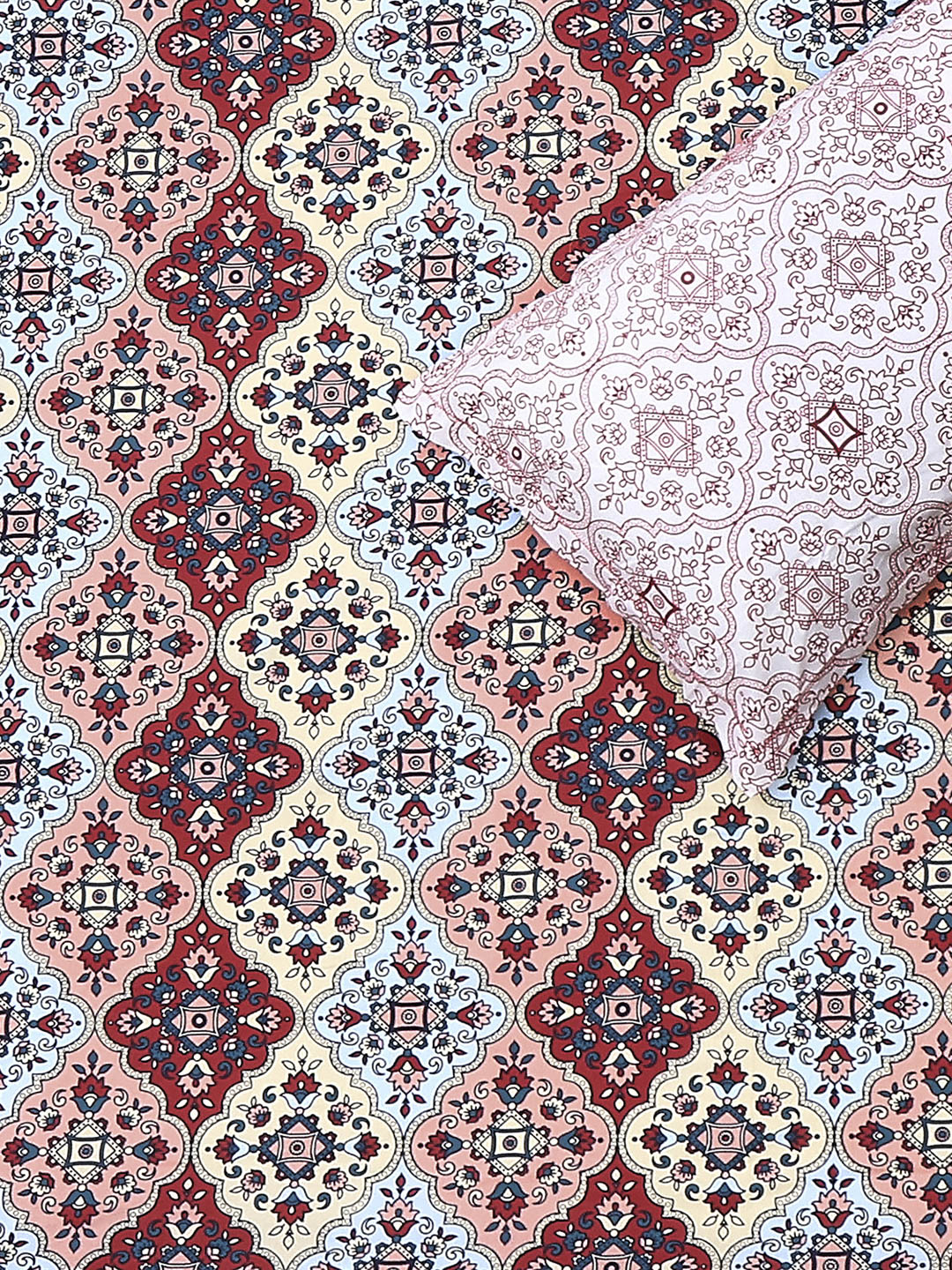 144 TC Cotton Double Bed 1 Fitted Bedsheet with 2 Pillow Cover (Solstice)