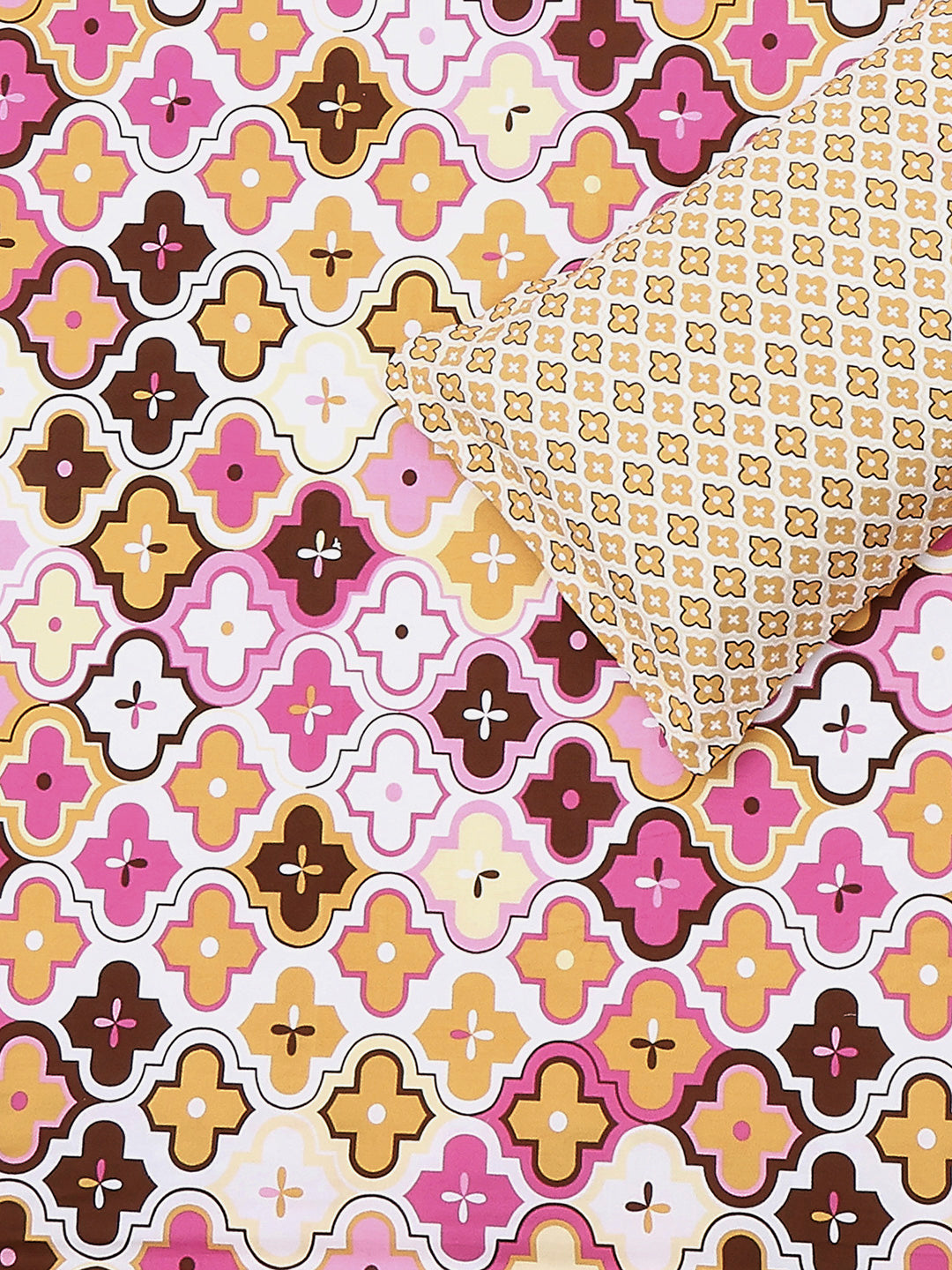 144 TC Cotton Double Bed 1 Fitted Bedsheet with 2 Pillow Cover (Solstice)