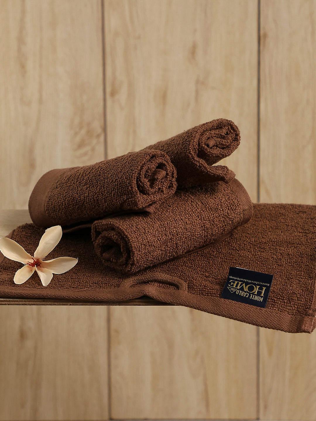 Brown Cotton Solid 600 GSM Face Towel (Pack of 4)