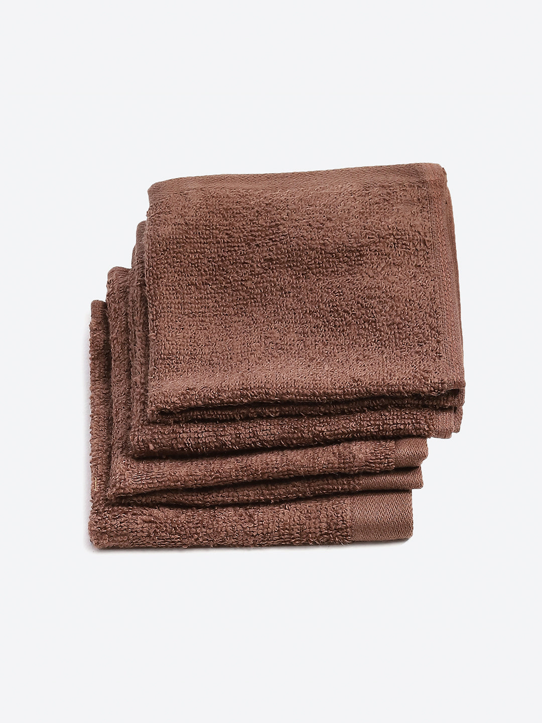 Brown Cotton Solid 600 GSM Face Towel (Pack of 4)