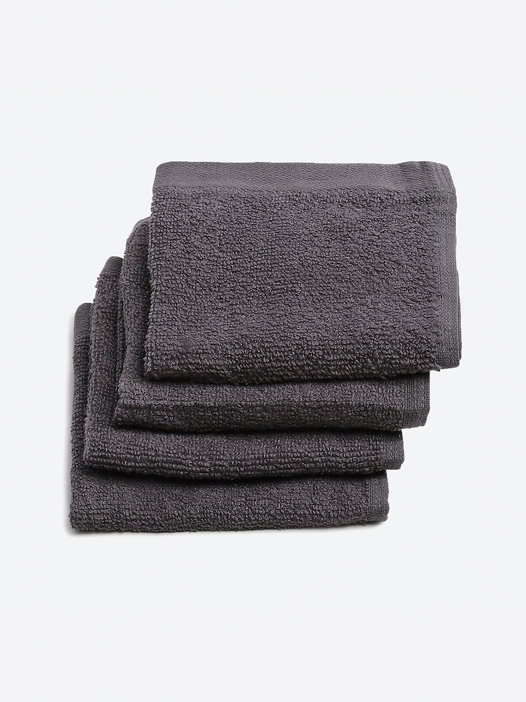 Dark Grey Cotton Solid 600 GSM Face Towel (Pack of 4)