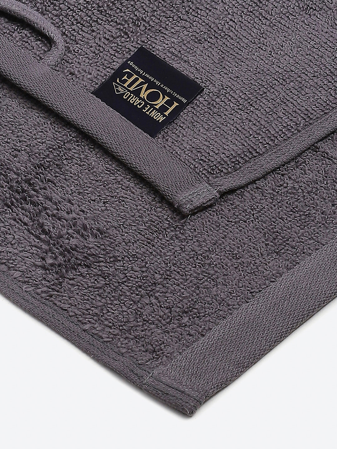 Dark Grey Cotton Solid 600 GSM Face Towel (Pack of 4)