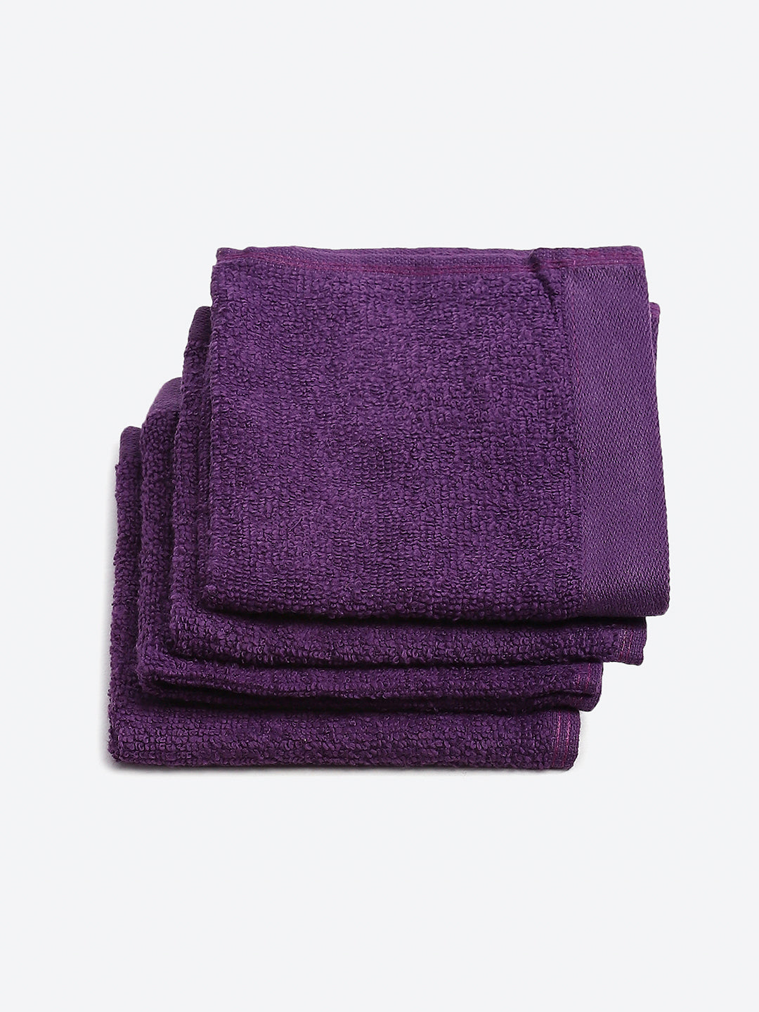 Purple Cotton Solid 600 GSM Face Towel (Pack of 4)