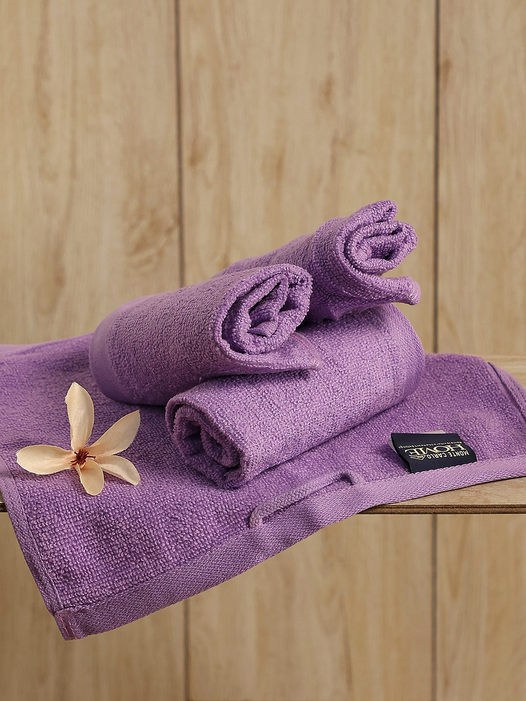 Purple Cotton Solid 600 GSM Face Towel (Pack of 4)