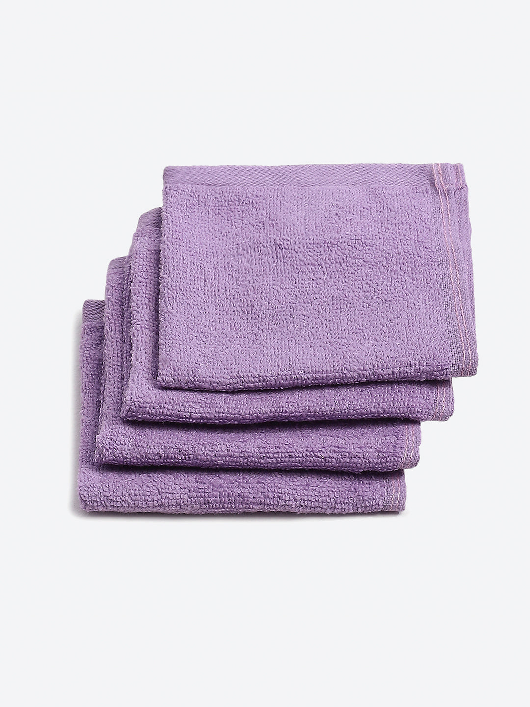 Purple Cotton Solid 600 GSM Face Towel (Pack of 4)