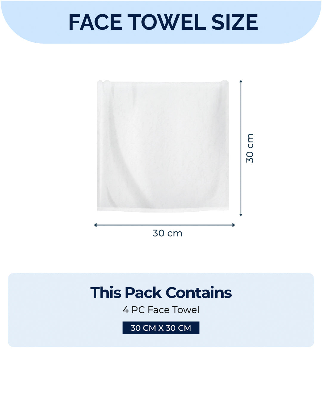 Light Blue Cotton Solid 600 GSM Face Towel (Pack of 4)