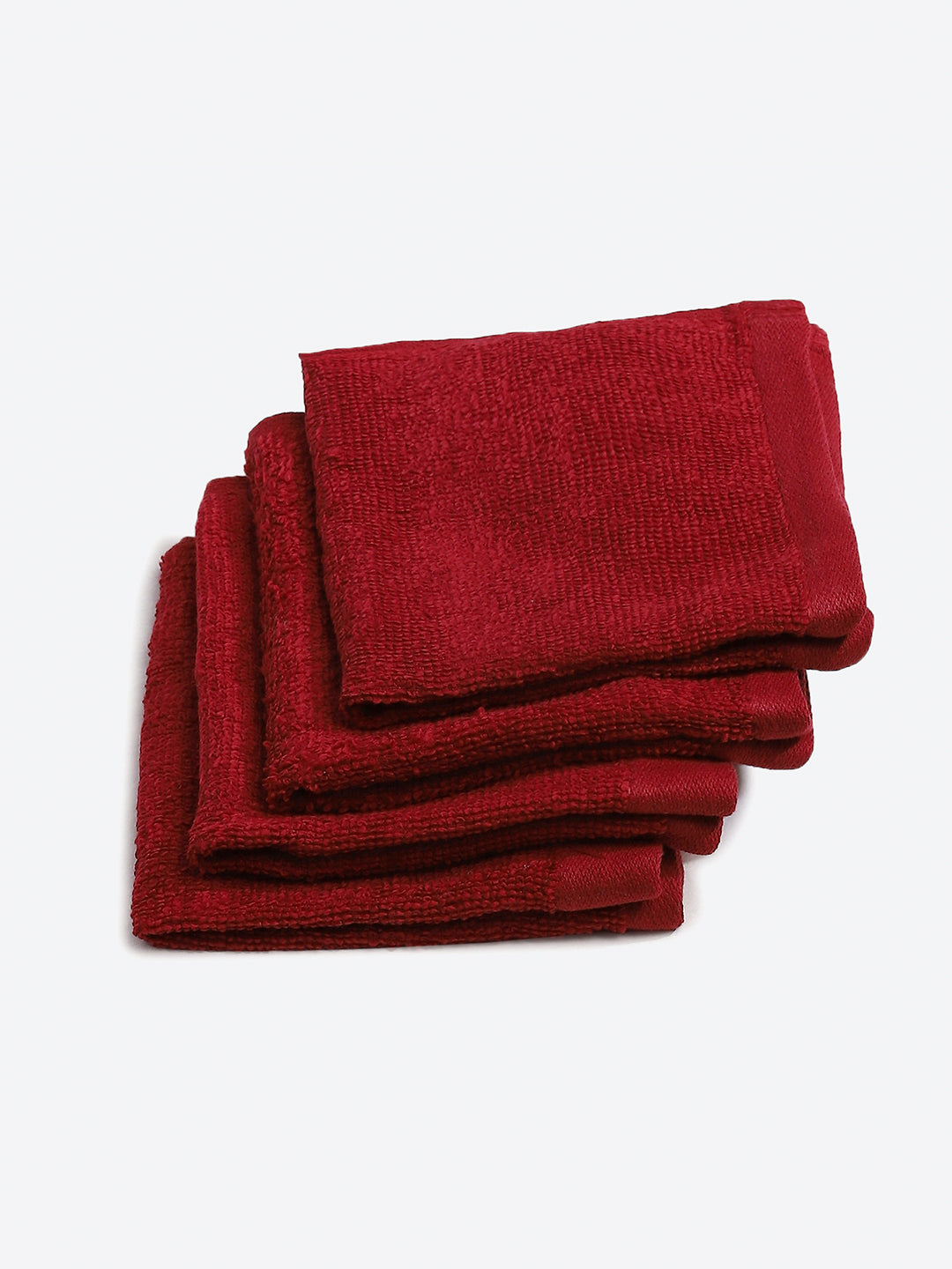 Dark Red Cotton Solid 600 GSM Face Towel (Pack of 4)