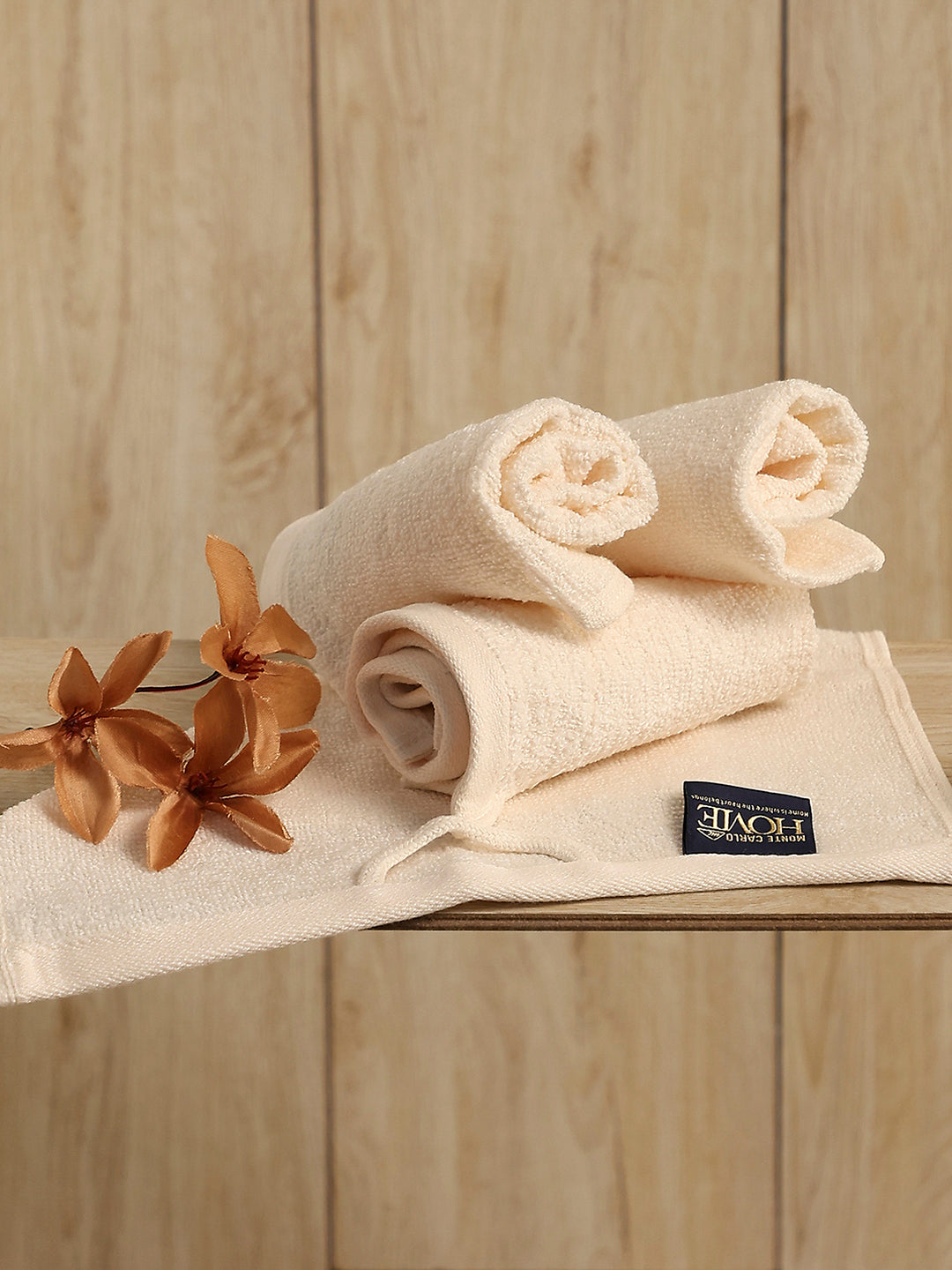 Cream Cotton Solid 600 GSM Face Towel (Pack of 4)