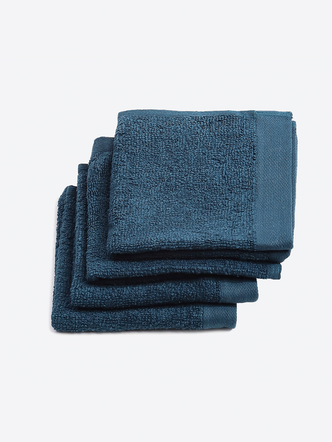 Teal Blue Cotton Solid 600 GSM Face Towel (Pack of 4)