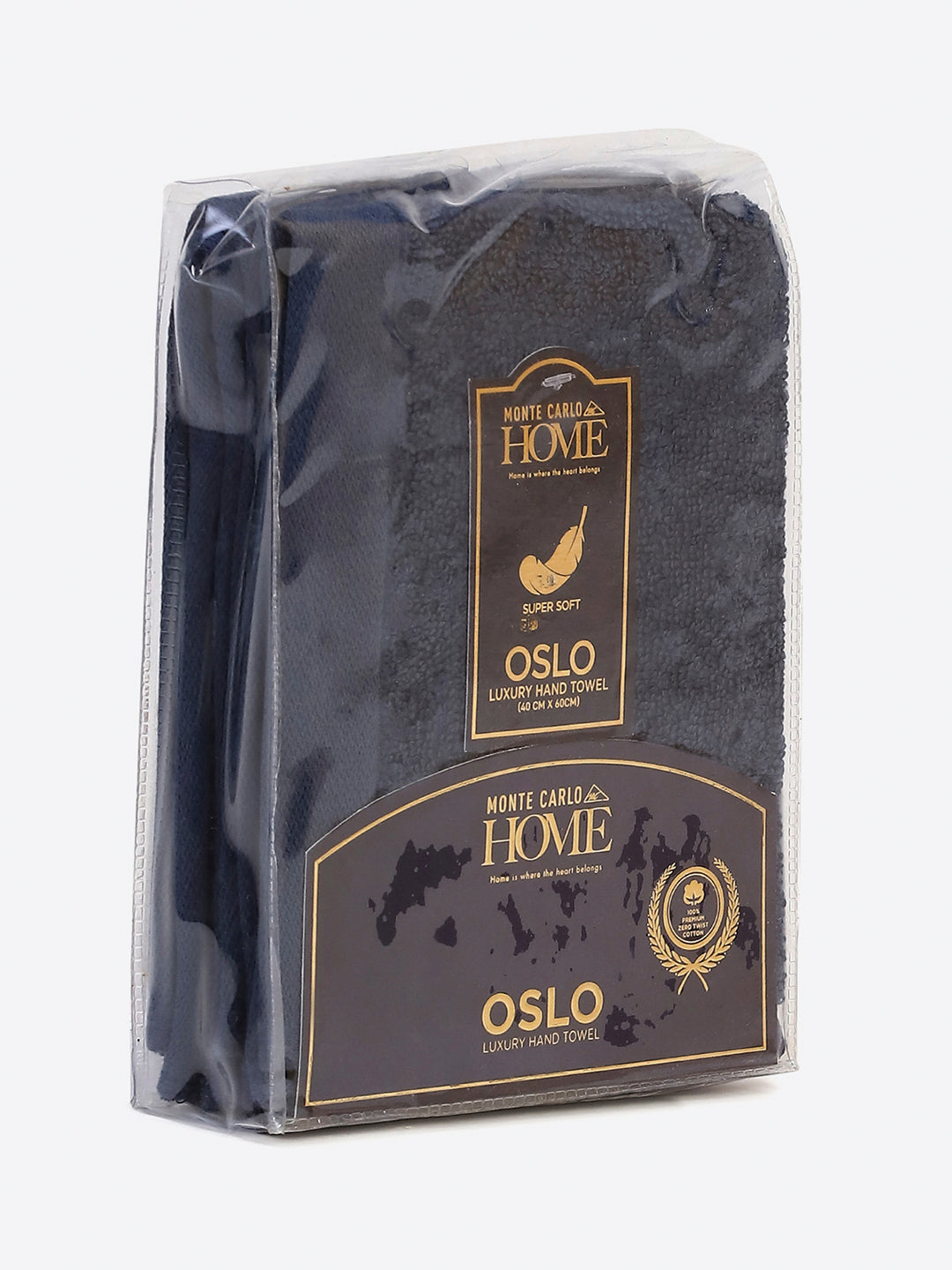 Navy Blue Cotton Solid 350 GSM Hand Towel (Pack of 2)