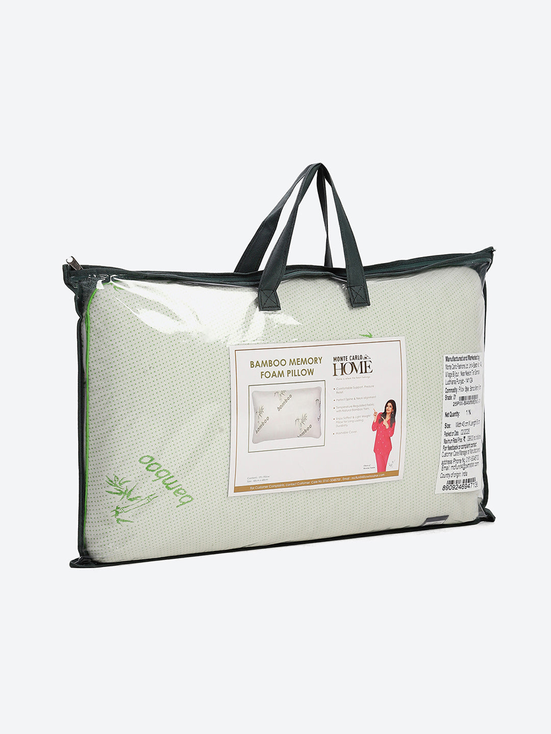 Light Green Printed Bamboo with Memory Foam Pillow