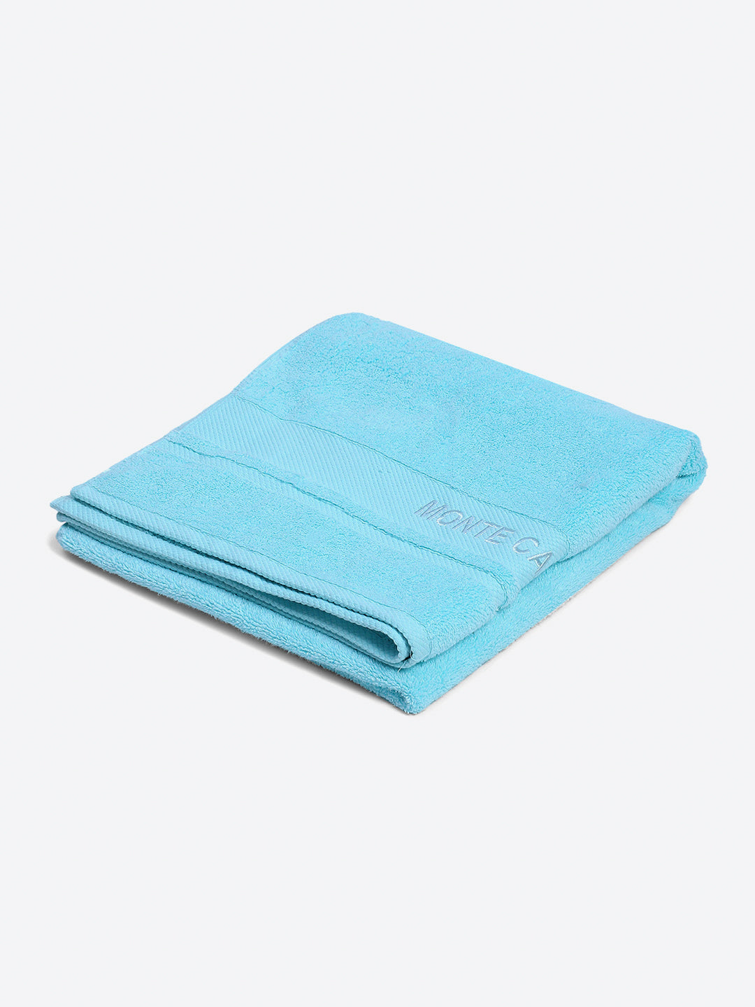 Aqua Blue Cotton Solid 650 GSM Bath Towel (Eusapia)