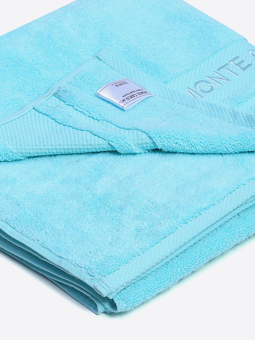 Aqua Blue Cotton Solid 650 GSM Bath Towel (Eusapia)