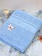 Sky Blue Cotton Solid 650 GSM Bath Towel (Eusapia)