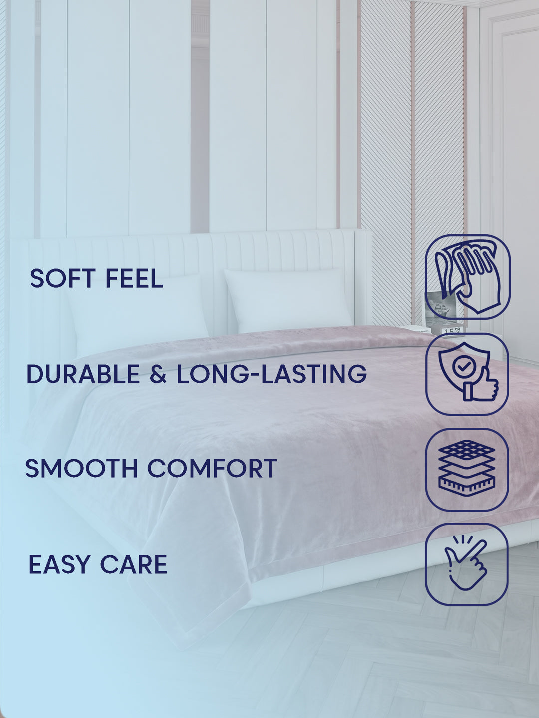 Double Bed 2 Ply 420 GSM Blanket for Winter (Comfort Layer), Weight 2.2 kg