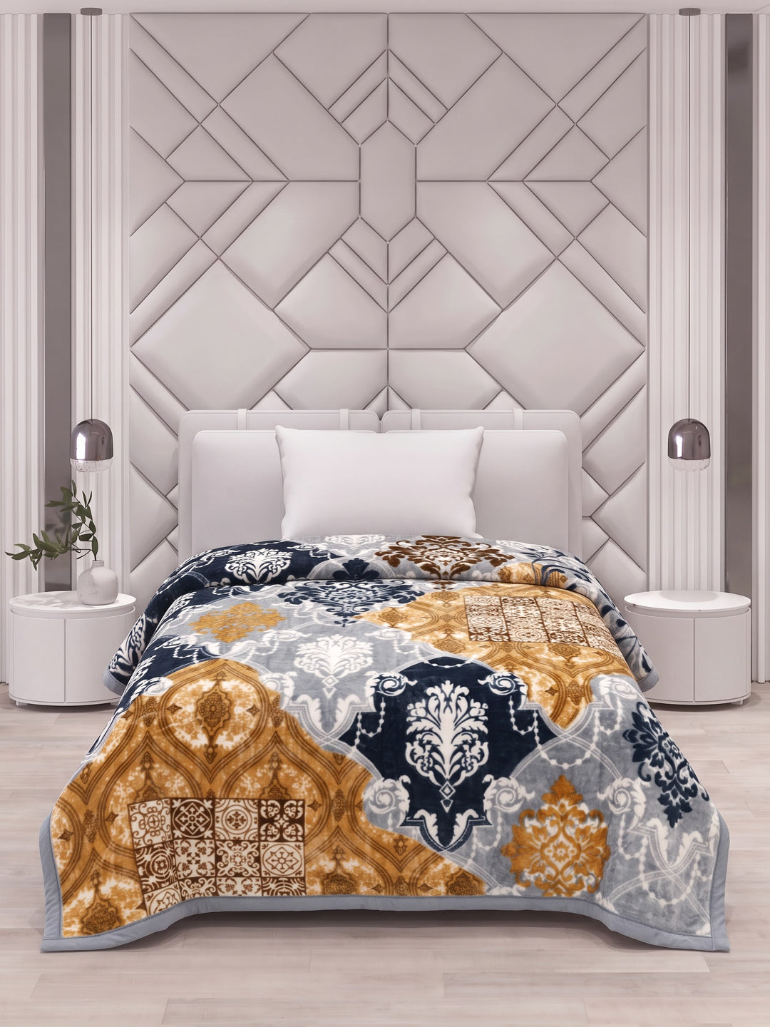 Printed Single Bed 2 Ply 850 GSM Blanket for Winter (Alaba), Weight 3 kg