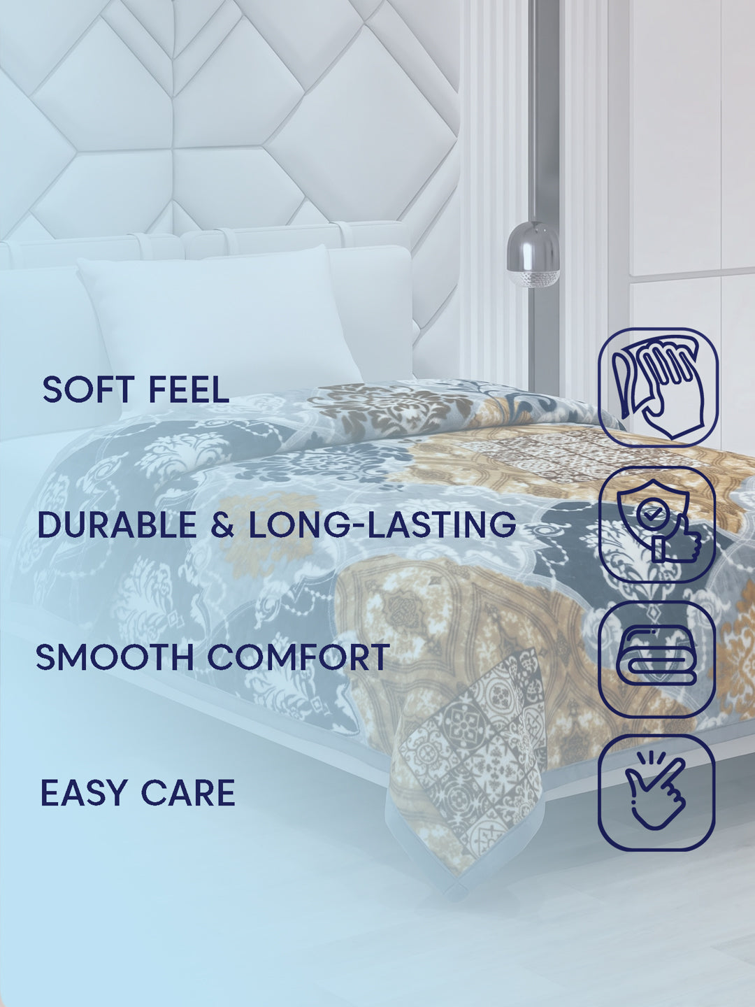 Printed Single Bed 2 Ply 850 GSM Blanket for Winter (Alaba), Weight 3 kg