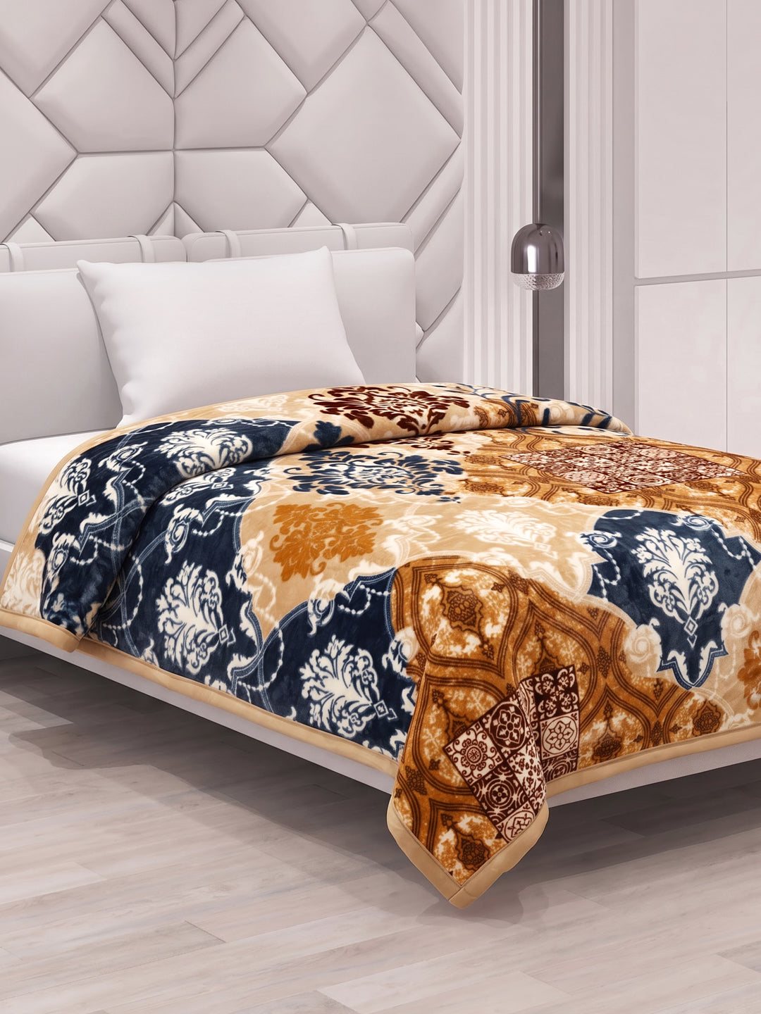 Printed Single Bed 2 Ply 850 GSM Blanket for Winter (Alaba), Weight 3 kg