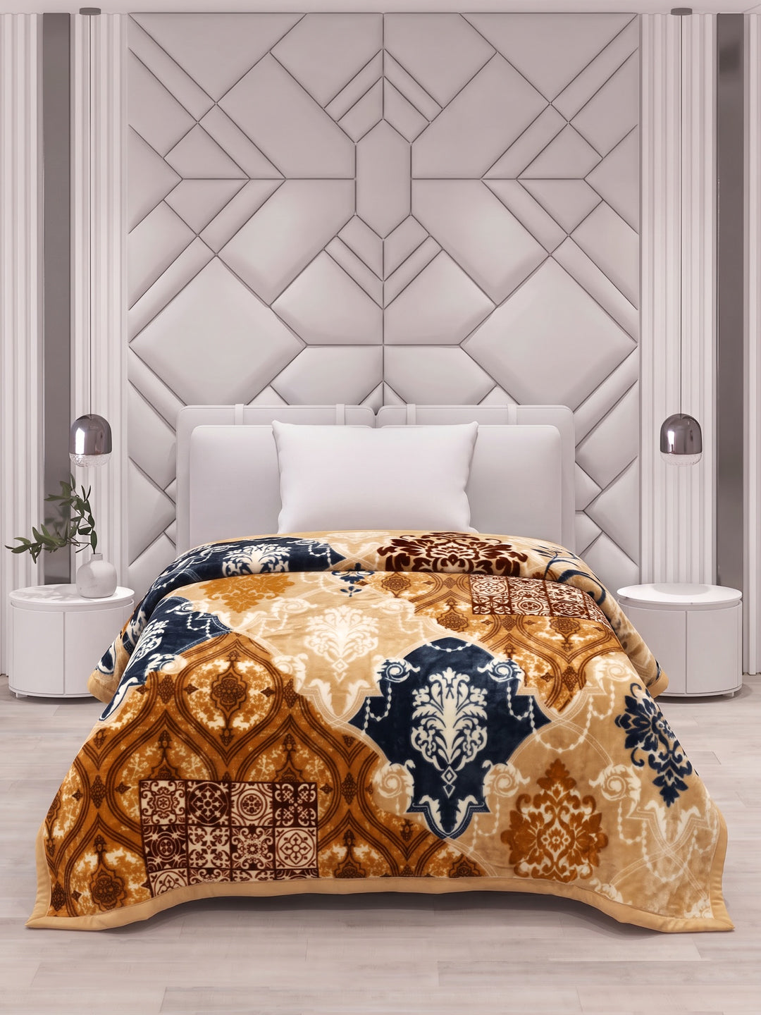 Printed Single Bed 2 Ply 850 GSM Blanket for Winter (Alaba), Weight 3 kg