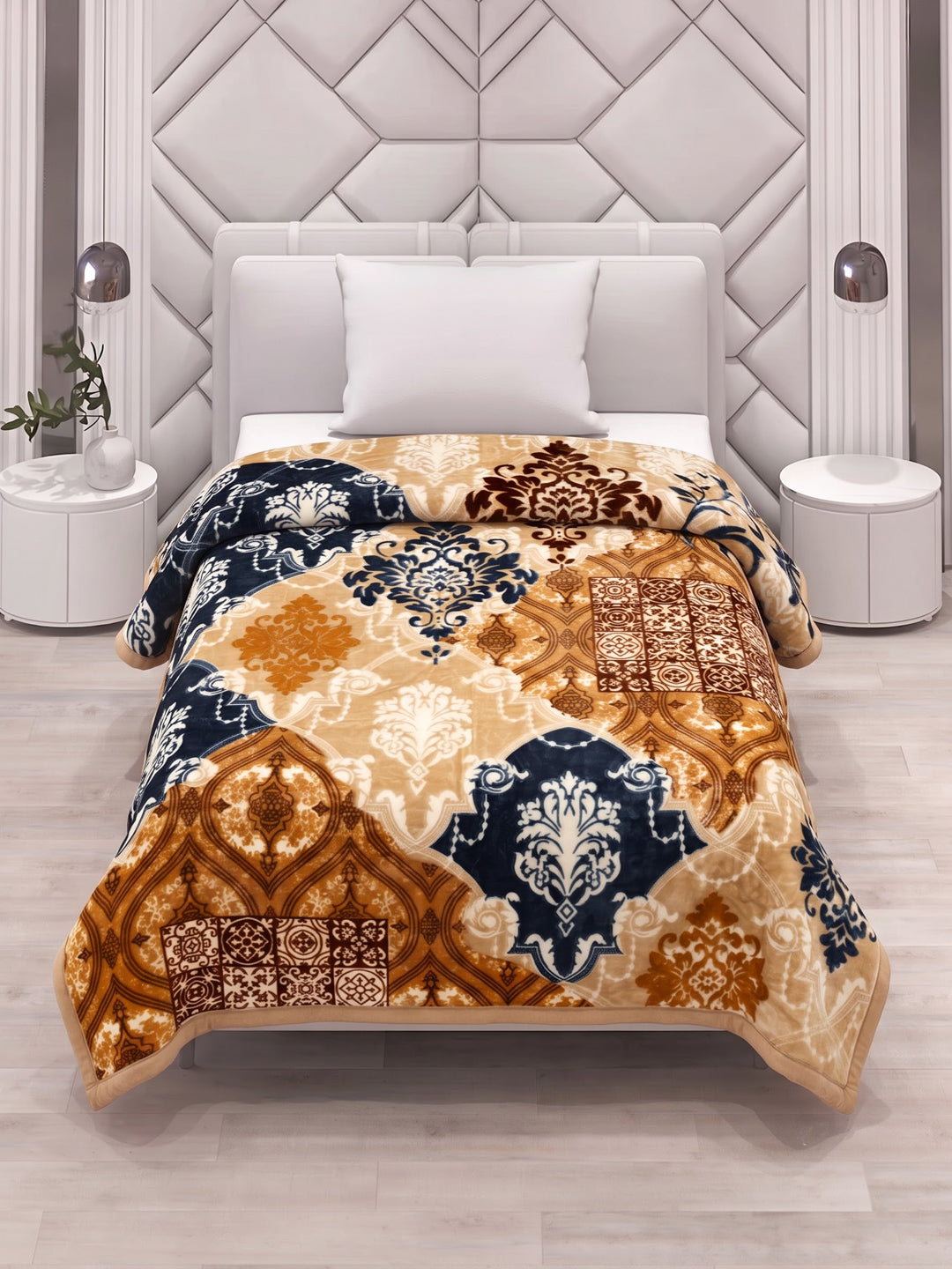 Printed Single Bed 2 Ply 850 GSM Blanket for Winter (Alaba), Weight 3 kg
