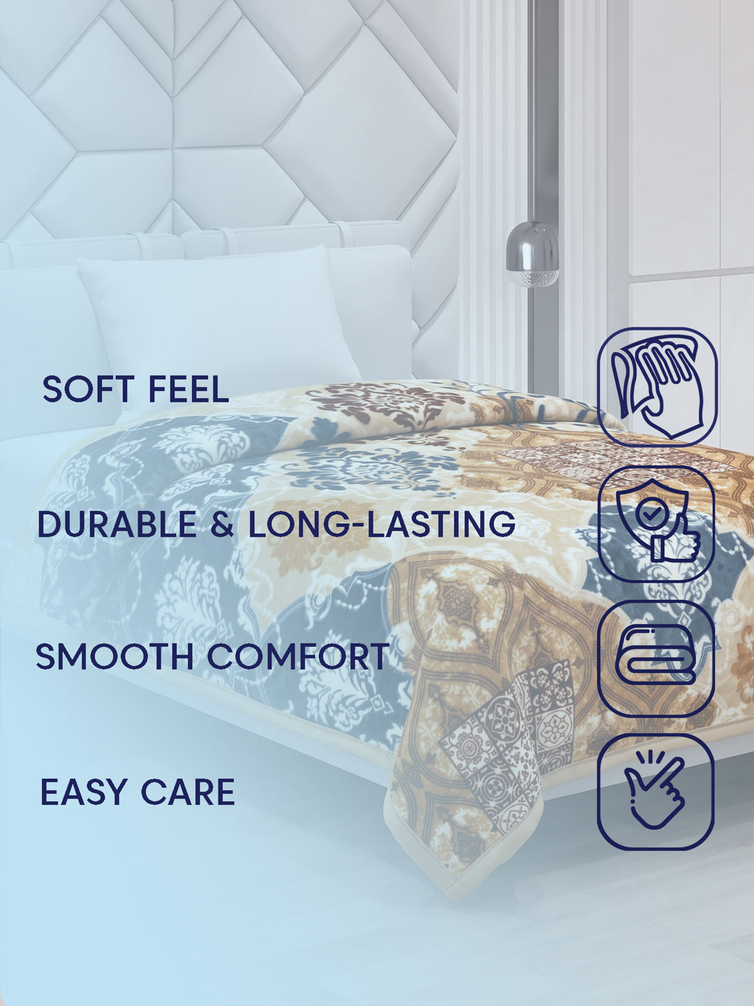 Printed Single Bed 2 Ply 850 GSM Blanket for Winter (Alaba), Weight 3 kg