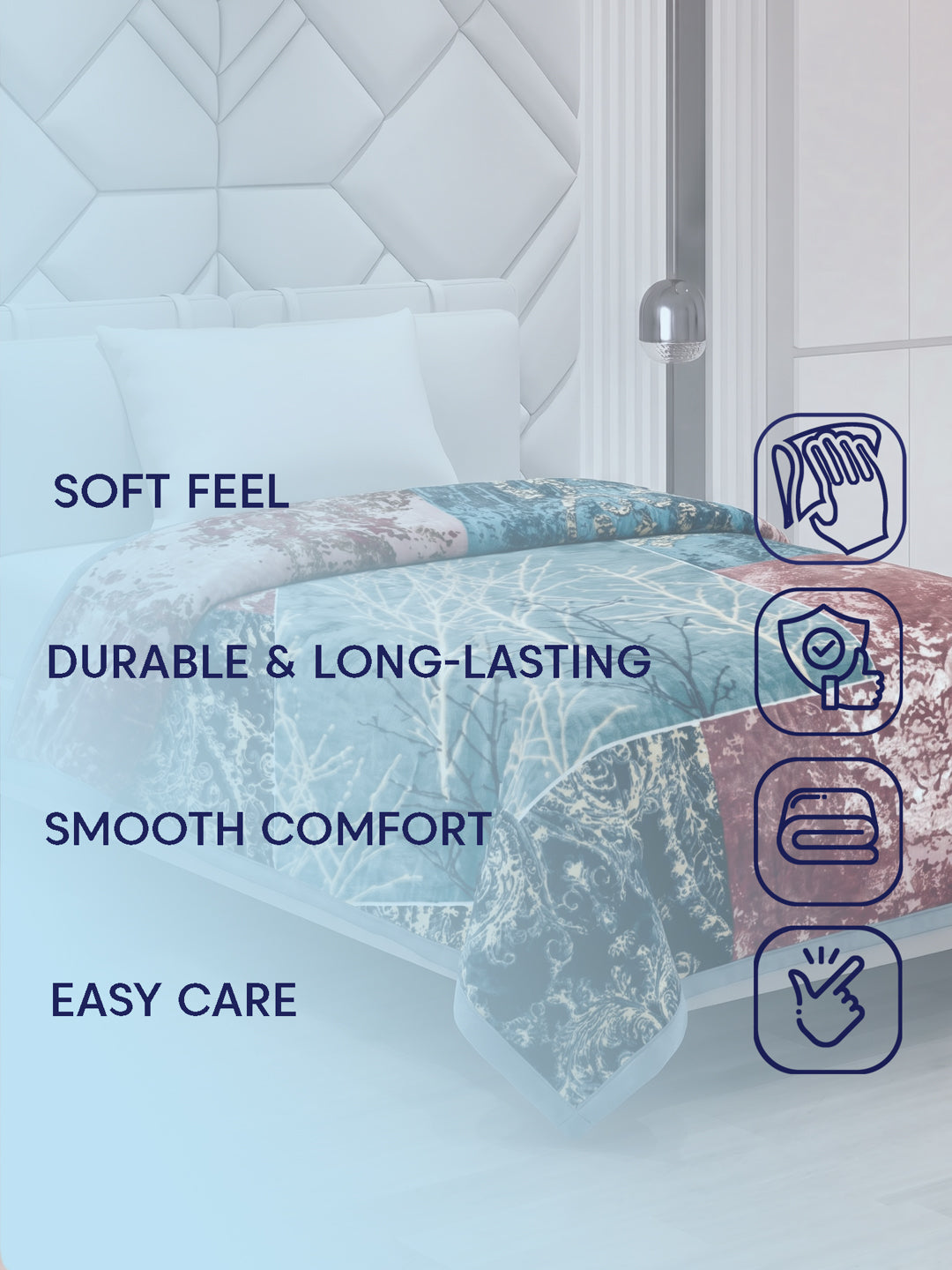 Printed Single Bed 2 Ply 850 GSM Blanket for Winter (Alaba), Weight 3 kg