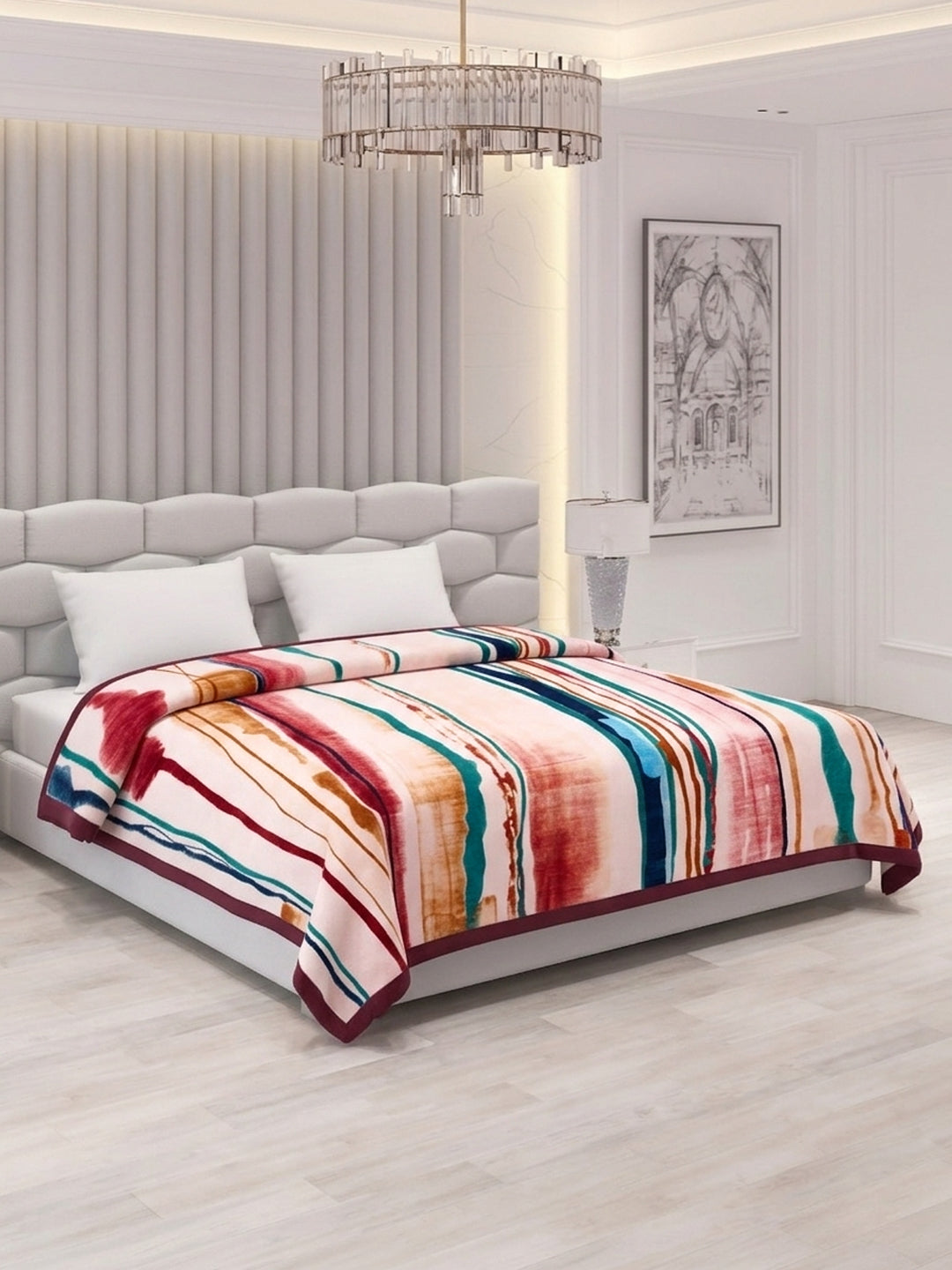 Printed Double Bed 2 Ply 800 GSM Blanket for Winter (Austin), Weight 4.2 kg