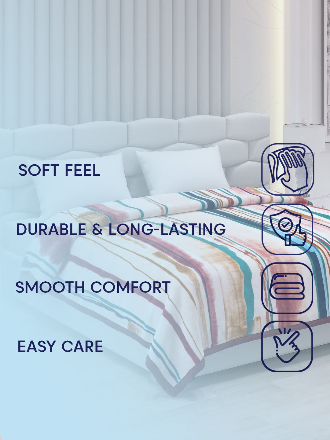 Printed Double Bed 2 Ply 800 GSM Blanket for Winter (Austin), Weight 4.2 kg