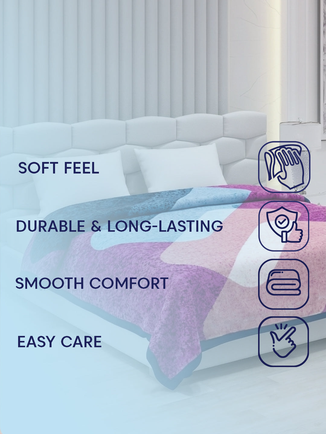 Printed Double Bed 2 Ply 800 GSM Blanket for Winter (Austin), Weight 4.2 kg