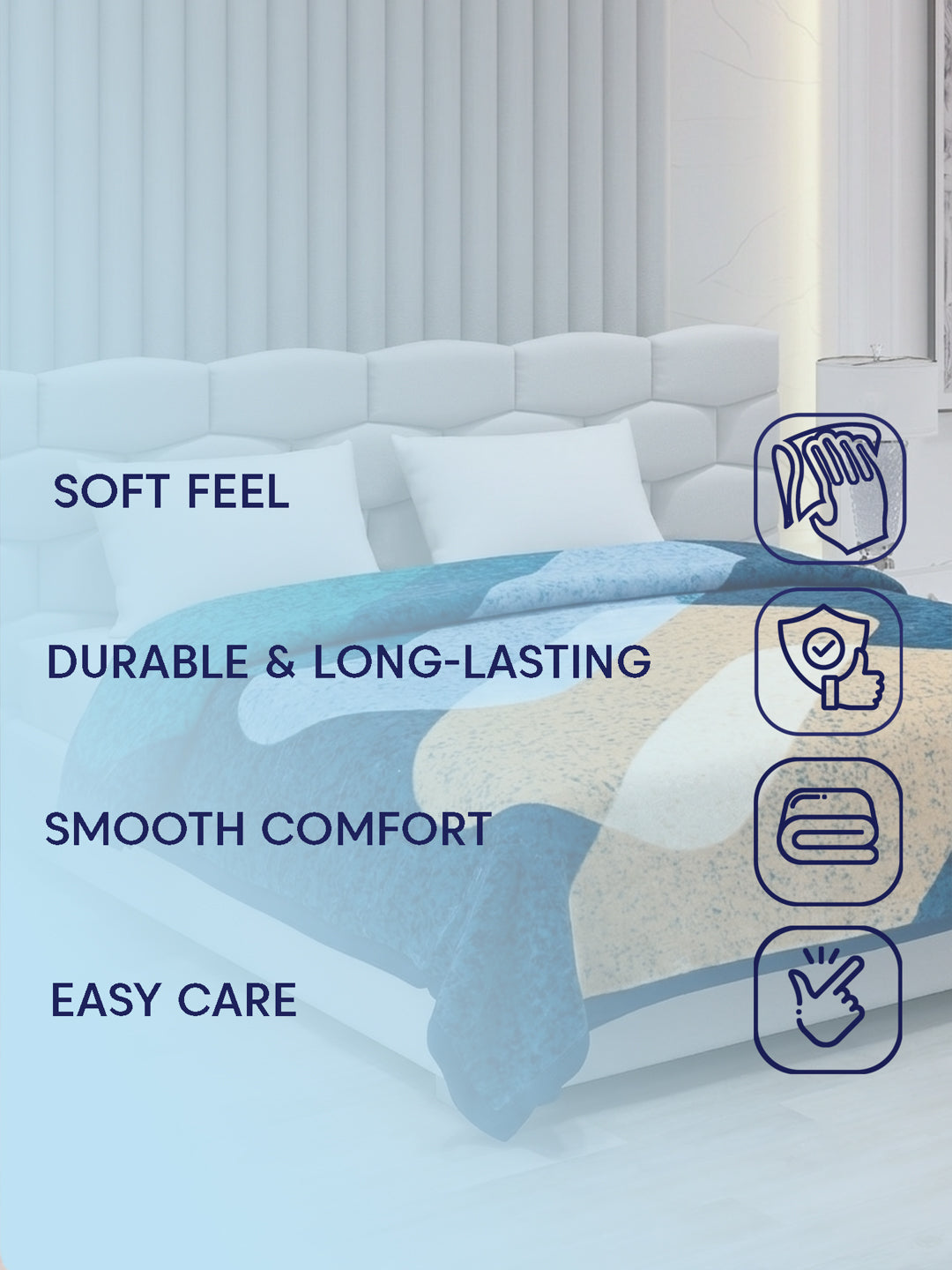 Printed Double Bed 2 Ply 800 GSM Blanket for Winter (Austin), Weight 4.2 kg