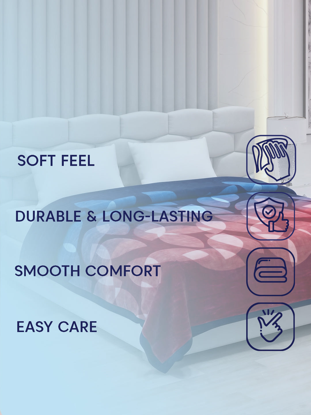 Printed Double Bed 2 Ply 800 GSM Blanket for Winter (Austin), Weight 4.2 kg