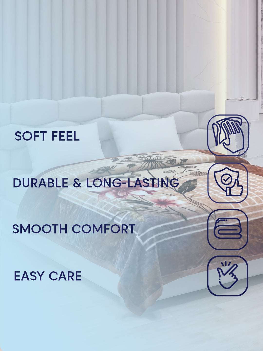 Printed Double Bed 2 Ply 850 GSM Blanket for Winter (Champion), Weight 4.5 kg