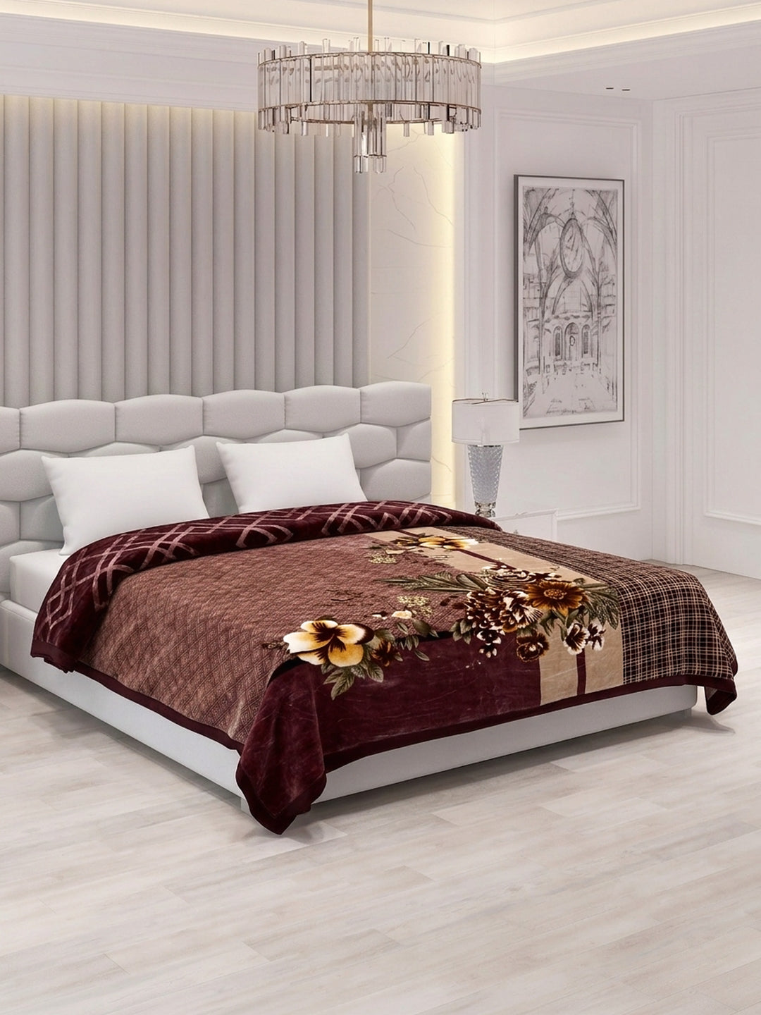 Printed Double Bed 2 Ply 850 GSM Blanket for Winter (Crystal), Weight 4.5 kg